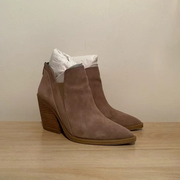 Vince Camuto Taupe Suede Heeled Boots - Picture 1 of 3
